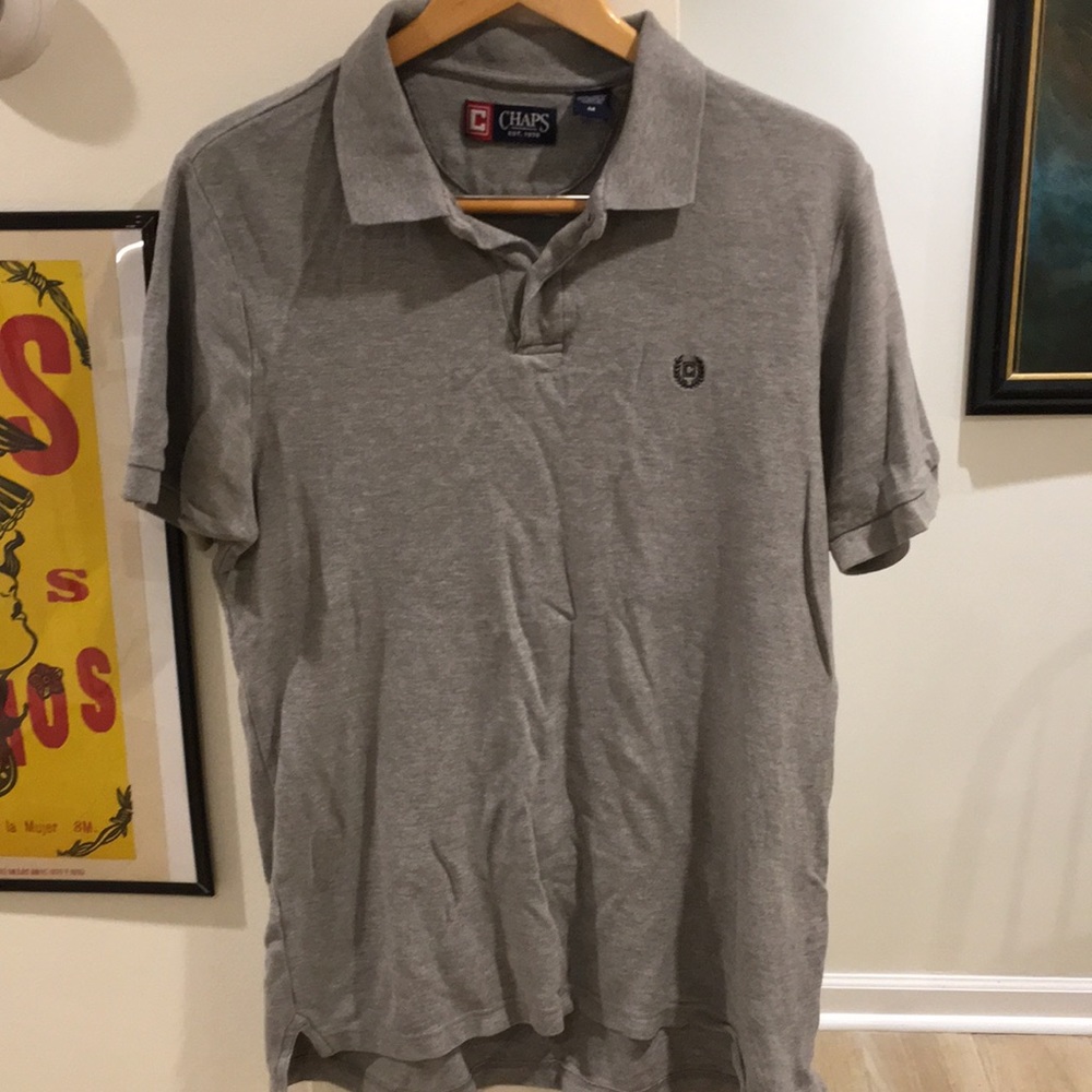 Mens Medium Chaps Short-sleeve Polo Light Grey